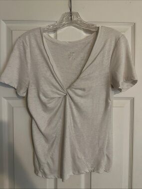 a new day Cream Twist-Front Short Sleeve Tee